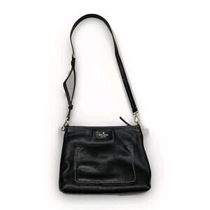 Kate Spade NY Leather Domed Crossbody Shoulder Handbag Purse Logo Classic Black
